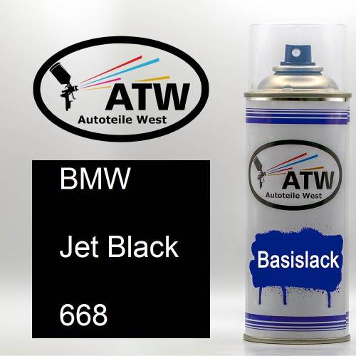 BMW, Jet Black, 668: 400ml Sprühdose, von ATW Autoteile West.